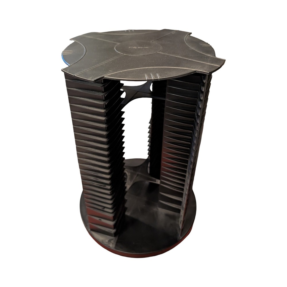 Fellowes Rotating CD Tower Carousel Media Storage Rack Black Plastic 112